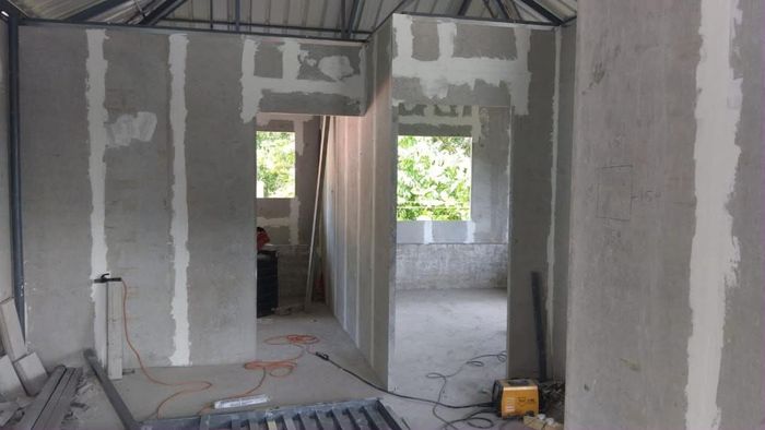 Panel-wall construction in progress